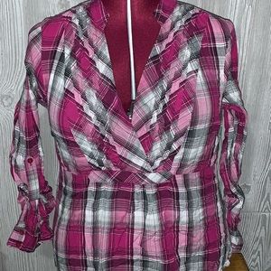 Torrid Pink & Black Plaid Babydoll Top